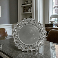 Assiettes de présentation rondes en plastique PP doré de luxe WOJU, durables, pour mariage, motif personnalisé, vaisselle de dîner, fête à domicile