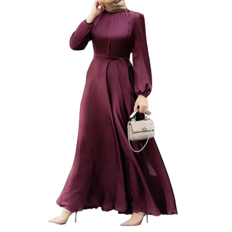 Timur Tengah busana Dubai elegan Cardigan gamis gaun mengumpulkan A-line jubah abaya untuk wanita