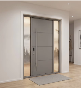 Porta d'Ingresso Moderna in Lega di Alluminio con Vetro su <span class=keywords><strong>Due</strong></span> Lati, Antifurto, Impermeabile e Termoisolante - Product Image 2
