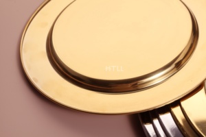 Grand plat de service moderne en acier inoxydable doré, écologique, à bord large et profond, <span class=keywords><strong>grande</strong></span> capacité, pour spaghetti, fruits et salades - Product Image 4