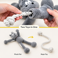 Jouet pour chat et chien en peluche 2-en-1 personnalisé avec logo OEM/ODM, avec corde en coton amovible pour jeu de la corde, jouet à mâcher 62 cm pour chiens de taille moyenne