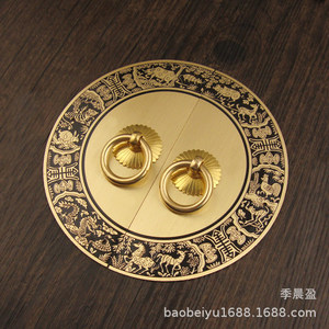 มือจับตู้ทองเหลืองสไตล์จีนรูปทรงวงแหวนขัดเงาทนทานสำหรับประตูตู้ - Product Image 4