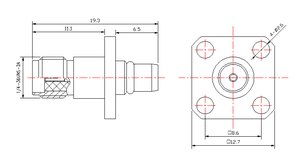 DC-18GHz แจ็ค SMA หญิงความถี่สูงถึงปลั๊ก <span class=keywords><strong>BMA</strong></span> ชาย 4 รู อะแดปเตอร์ยึดแผงแบบหน้าแปลน อะแดปเตอร์ขั้วต่อ RF - Product Image 4