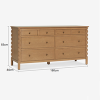 Commode à 8 tiroirs en bois de frêne de luxe moderne, taille personnalisable, couleur bois naturel, pour chambre à coucher