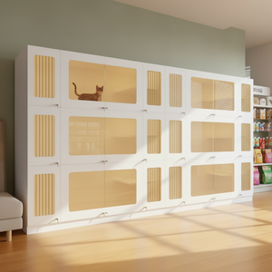 Casa de Madera de Lujo para Gatos, Interior y Exterior, Jaula Grande para Gatos, Muebles de Villa con Recinto para Hotel de <span class=keywords><strong>Mascotas</strong></span>, Tienda, Cama para Gatos - Product Image 3