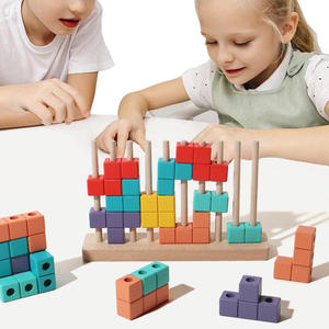 Blocchi Educativi <span class=keywords><strong>3D</strong></span> per Bambini, Set da 32 Pezzi in Legno, Blocchi Colorati per Costruzioni, Gioco Educativo <span class=keywords><strong>Puzzle</strong></span> <span class=keywords><strong>3D</strong></span> - Product Image 1