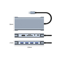 Hub USB3.0 multifonction 11 ports 11 en 1, station d'accueil USB C 4K SD TF Card TYPE, hub pour ordinateur portable