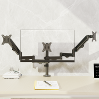 Soporte de Escritorio AUKI para Tres Monitores, de Aleación de Acero y Plástico, con Resorte de Gas, para Monitores de 32 Pulgadas +45° de Inclinación, 90° de Giro, 180° de Rotación