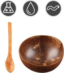Tazones y Platos de Madera, Tazón de Cáscara de Coco Pequeño con Logotipo Personalizado, Juego de Cubiertos con Cuchara, Precio de Cocina, Natural y Ecológico - Product Image 6