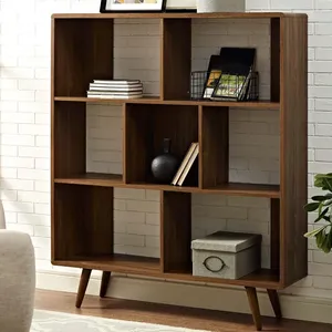 Libreria, libreria geometrica in legno con portaoggetti 7 cubi, esposizione ripiani sfalsati con spazio aperto per camera studio Book case - Product Image 3