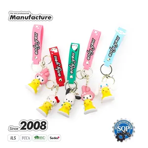 Custom Design 3d Soft Pvc Cute Promotional Keychain Cartoon Kawaii Rubber Doll Keychain 3d Silicone Pvc Key Chain Ring Keychain