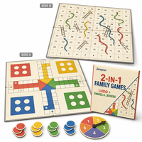 Jeu de société pliable double face 2-en-1 Ludo et Serpents et Échelles personnalisé, en carton écologique, avec jetons rotatifs, coffret cadeau