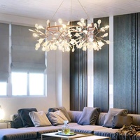 Lustre moderne Seeky Firefly Branch, luminaire suspendu LED en métal or rose pour salon et salle à manger