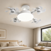 Ventilateur de plafond LED moderne E27 à 4 pales, nouveau design transfrontalier, télécommande pour salon, usage domestique, en plastique