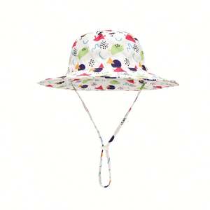 Sombrero de Pescador con Estampado Personalizado de Animales de Dibujos Animados para Niños, para Uso Diario, con Cordón para un Ajuste Seguro, para Primavera y Verano - Product Image 3
