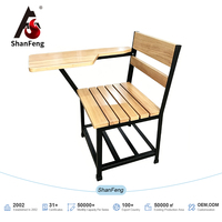 Fauteuil d'école moderne en bois massif avec tablette d'écriture pour salle de classe et bureau - Design écologique