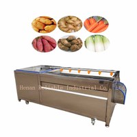 Roestvrijstalen wortelgroente-fruit-taro-gember-aardappel schilmachine met hoge capaciteit automatische rolborstelwassing