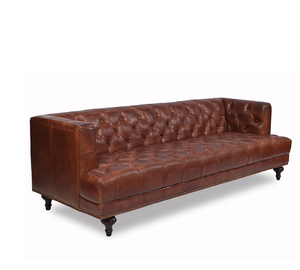 Sofá Chesterfield de 3 Plazas de Alta Calidad con Respaldo Alto, Diseño Wingback, Tapizado en Cuero Genuino, Muebles de Lujo para Hotel - Product Image 3