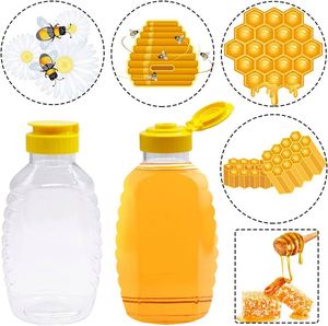 Best Selling Transparent PET Honey <b>Bottle</b> with Screen Printing 250g Capacity Silicone Valve Lid - Product Image 4