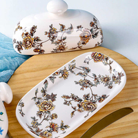 Boîte à beurre créative en céramique, style européen, vaisselle, plat à beurre avec couvercle, plat à dim sum, beurrier, boîte à fromage, modèle en stock