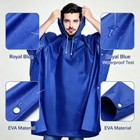 Poncho de pluie unisexe de qualité supérieure, capuche réglable avec cordon de serrage, boutons-pression, coupe-vent, EVA, noir, bleu royal