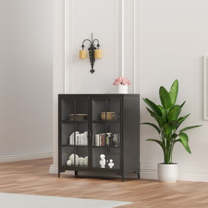 Armoire <span class=keywords><strong>de</strong></span> présentation en acier avec 2 portes vitrées, casier <span class=keywords><strong>de</strong></span> <span class=keywords><strong>balcon</strong></span>, armoire <span class=keywords><strong>de</strong></span> <span class=keywords><strong>rangement</strong></span> en métal pour livres, bibliothèque <span class=keywords><strong>de</strong></span> salon avec pieds - Product Image 6