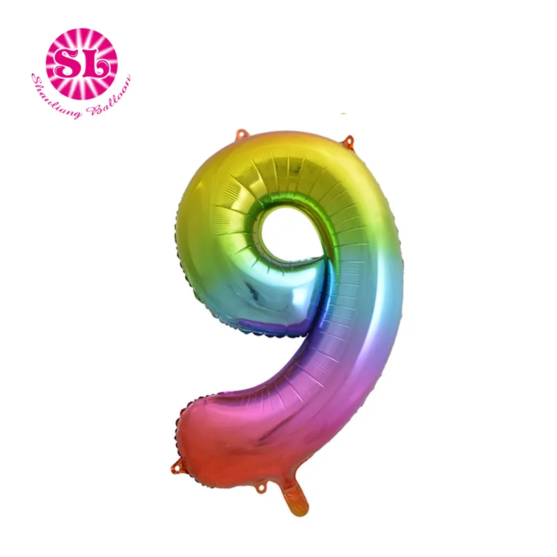 34 pollici lamina gradiente arcobaleno numero palloncino all'ingrosso 40 pollici giganteschi palloncini di decorazione per feste