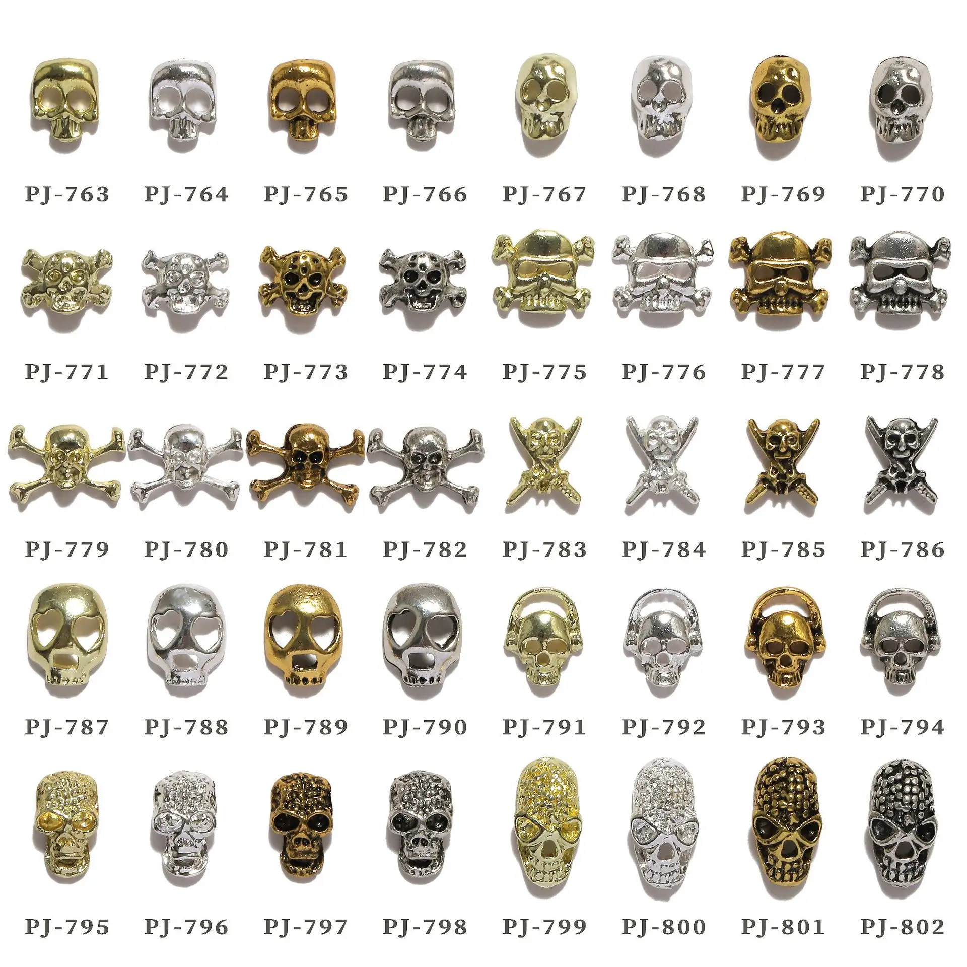 TSZS Wholesale New Halloween Metal Nail Accessories Retro Skull Ghost Alloy Nail Charms Nail Jewelry Decoration Supply Bulk