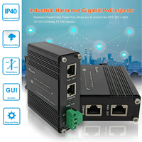 Injecteur PoE+ industriel durci à 2 ports Gigabit, entrée 12-48VDC, montage mural sur rail DIN, boîtier en aluminium (30W)