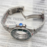 Boîtier de montre 40 mm avec bracelet, fond transparent, boîtier en acier inoxydable, boucle réglable pour montre NH35 NH34, lunette à 120 clics