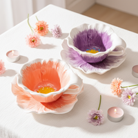 Mug en céramique fait main de luxe, sous-glaçure, peint à la main, en relief, avec motif de fleur de magnolia, passe au micro-ondes et au lave-vaisselle, avec plateau