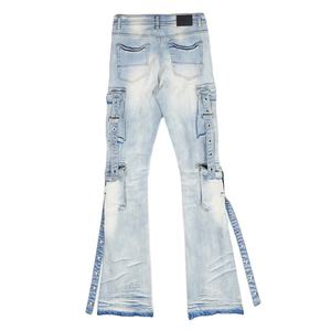 Jean en denim évasé taille mi-haute respirant pour homme Wangsheng, grande taille, style hip-hop anglais, <span class=keywords><strong>color</strong></span>é, <span class=keywords><strong>6</strong></span> poches, délavé, personnalisé - Product Image 2