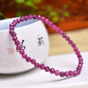 Bán buôn 4 mét đồ trang sức thời trang đá tự nhiên khía cạnh Vòng hạt Rose Red <span class=keywords><strong>Ruby</strong></span> pha lê Vòng đeo tay đàn hồi cho món quà - Product Image 2