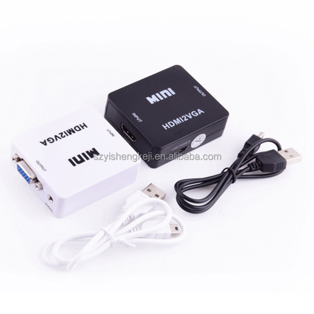 Factory Mini 1080P Video Audio Signal Transmitter HD to VGA Converter for PC Laptop HD TV Projector HDTV2VGA Adapter Accessories
