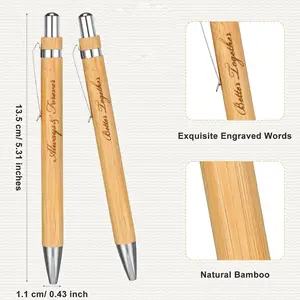 Menjual Bulk Press lingkungan pena bolpoin bambu dengan cetak Logo disesuaikan untuk Stylo alat tulis kantor