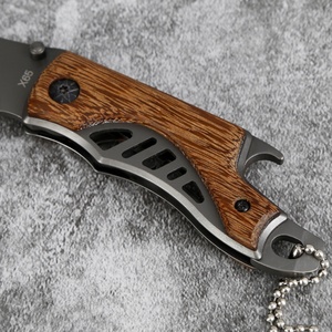 Cuchillo Plegable Multifuncional de Acero Inoxidable Personalizable OEM con Mango de Madera para Supervivencia al Aire Libre, Camping y Bricolaje HK - Product Image 3