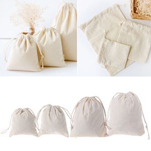 Pochette en coton écologique avec logo personnalisé, sac en toile de coton calicot imprimé avec cordon de serrage double - Product Image 5