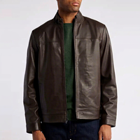 Blousons en cuir pour hommes, fabriqués au Pakistan, avec logo sur le devant, écologiques, de haute qualité, chauds pour l'hiver, col mandarin, simple.