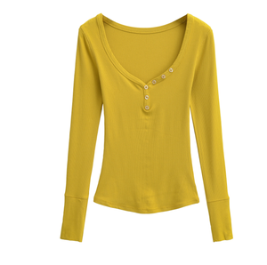 Runwaylover 3922 Printemps 2025 T-shirt basique à col en V sexy pour femme - Product Image 1