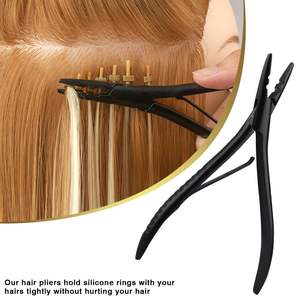 Pinzas para Extensiones de Cabello Liso Obexa, Acero Inoxidable Negro con Tratamiento Antioxidante para Extensiones de Microlink, Uso Comercial - Product Image 5