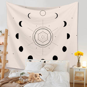 Tapisseries murales bohèmes pour filles noires, style frais et minimaliste, illustration orange Morandi, imprimé floral fait main, vente chaude en Chine - Product Image 6