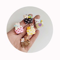 Animales Kawaii en Caja, Adornos de Resina con Parte Posterior Plana para Scrapbooking, Manualidades, Decoración y Accesorios para Slime