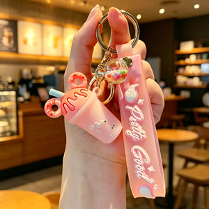<span class=keywords><strong>Porte</strong></span>-clés Créatif en PVC « Crème Glacée et Boba Milk Tea », <span class=keywords><strong>Porte</strong></span>-clés Tasse de Lait de Thé, Cadeaux Promotionnels pour Enfants et Filles - Product Image 5