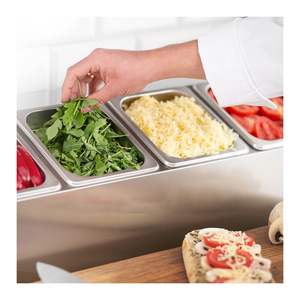 Support à condiments en acier inoxydable commercial, argenté, pour bac gastronorme 1/6 GN, avec 3/4/6 grilles - Product Image 2