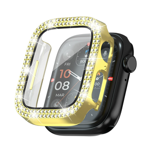 Mode 2025 paillettes Double diamant PC + boîtier de montre en verre pour <span class=keywords><strong>Apple</strong></span> <span class=keywords><strong>Watch</strong></span> <span class=keywords><strong>série</strong></span> 10 9 8 7 <span class=keywords><strong>6</strong></span> 46mm 42mm femmes dame diamants étui - Product Image 3