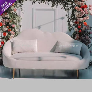 Muebles de Hotel de diseño moderno, decoración de eventos para fiestas en casa, conjunto de sofá, boda, acero inoxidable, sofá de terciopelo blanco para novia y novio - Product Image 5