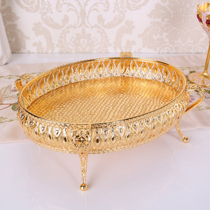 Metall tablett Luxus <span class=keywords><strong>Gold</strong></span> Hohl platte Nüsse/Obst/Kuchenst änder Hochzeit Mittelstücke Home Tisch dekoration - Product Image 2