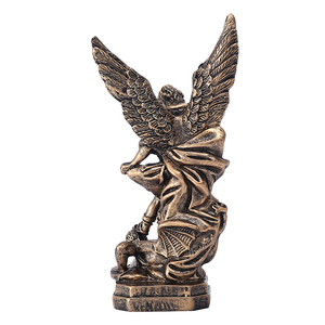 5 pollici bronzo statua di san <span class=keywords><strong>Michael</strong></span> resina angelo decorazione scultura bronzo santo <span class=keywords><strong>Michael</strong></span> su Base figurina regalo religioso - Product Image 4
