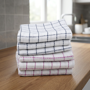 Woven Cotton <b>Kitchen</b> Towels Checkered Pattern Eco Friendly Rectangle Machine Washable <b>For</b> Home Use - Product Image 1
