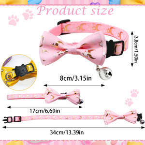 Collar de Gato con Diseño de Luna y Estrella Dorada, con Lazo y Campana, Ajustable, para Gatos y Cachorros - Product Image 6